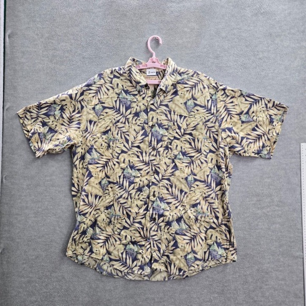 Woolrich Men Button Up Shirt XL Blue Leaf Print Sailboat Allover‎ Print Collar